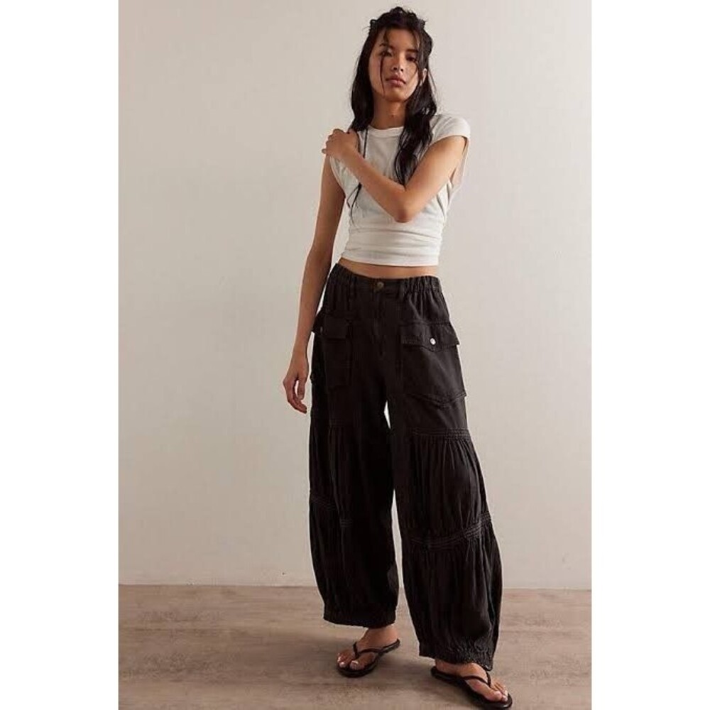 Free People Last Word Parachute Pants Black XS NWOT